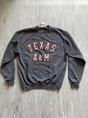 Champion Gray Crewneck with Maroon & White Texas A&M Lettering